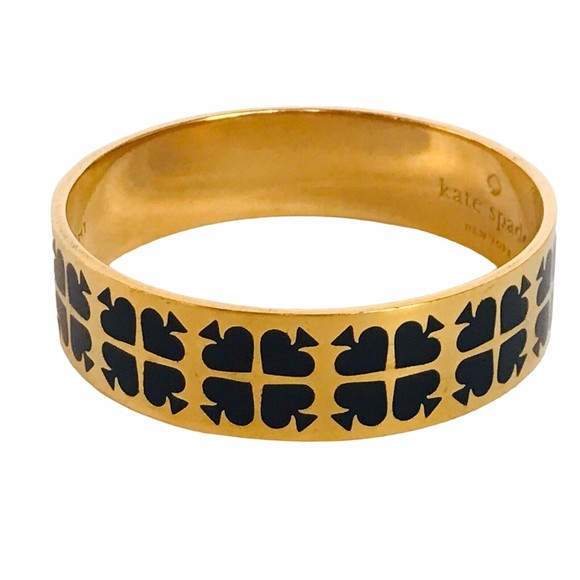Kate Spade Play Your Cards Right Bangle Bracelet Black Goldtone - Picture 4 of 8